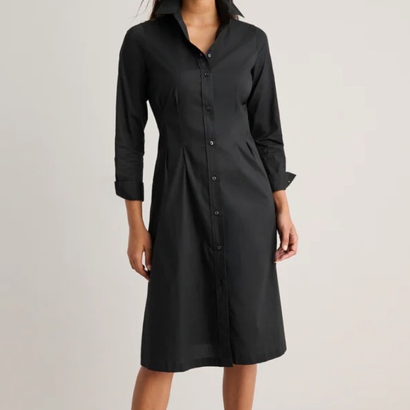 UNTUCKit Dresses & Skirts - Untuckit Milan Stretch Cotton Button Up Dress‎ Black Office Travel Casual Size 6